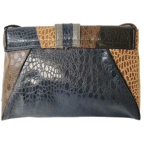 Vintage Rivage Patchwork  Exotic Frog Skin Design Crossbody/Shoulde - Picture 4 of 11